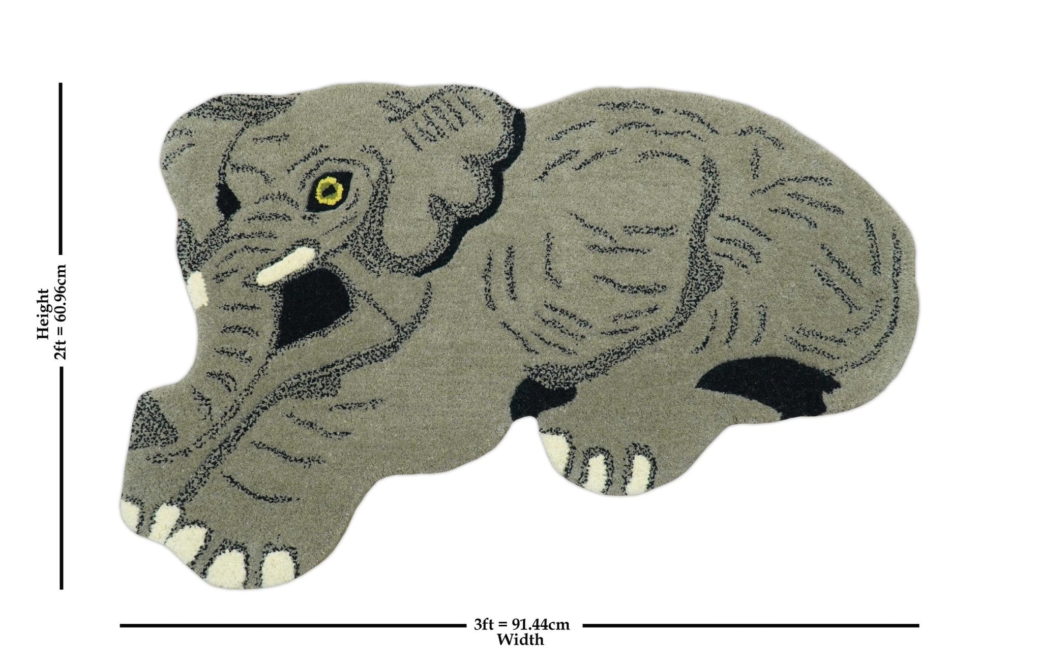 Hand Tufted 2x3 Animal Beige Elephant Wool Area Rug — Culinary Cave