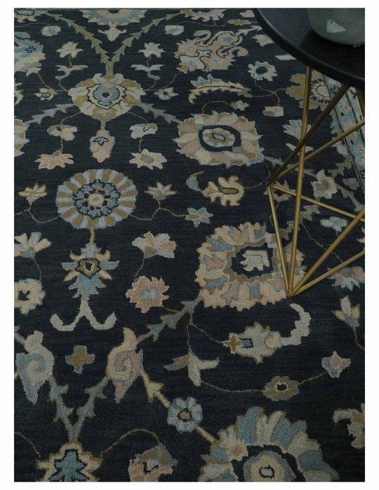 Hand Tufted Black and Silver Modern Turkish Oushak Multi size wool Area Rug, Kids, Living Room and Bedroom Rug