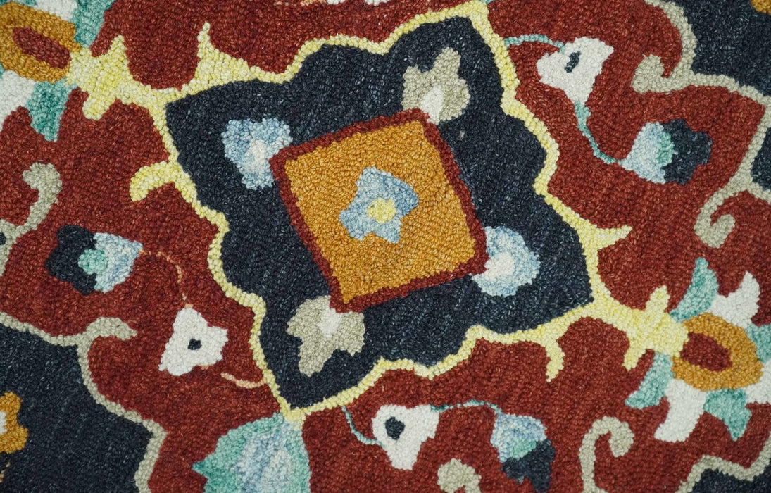 Hand Tufted Black, Rust and Beige Persian Style Antique Oriental Wool Area Rug