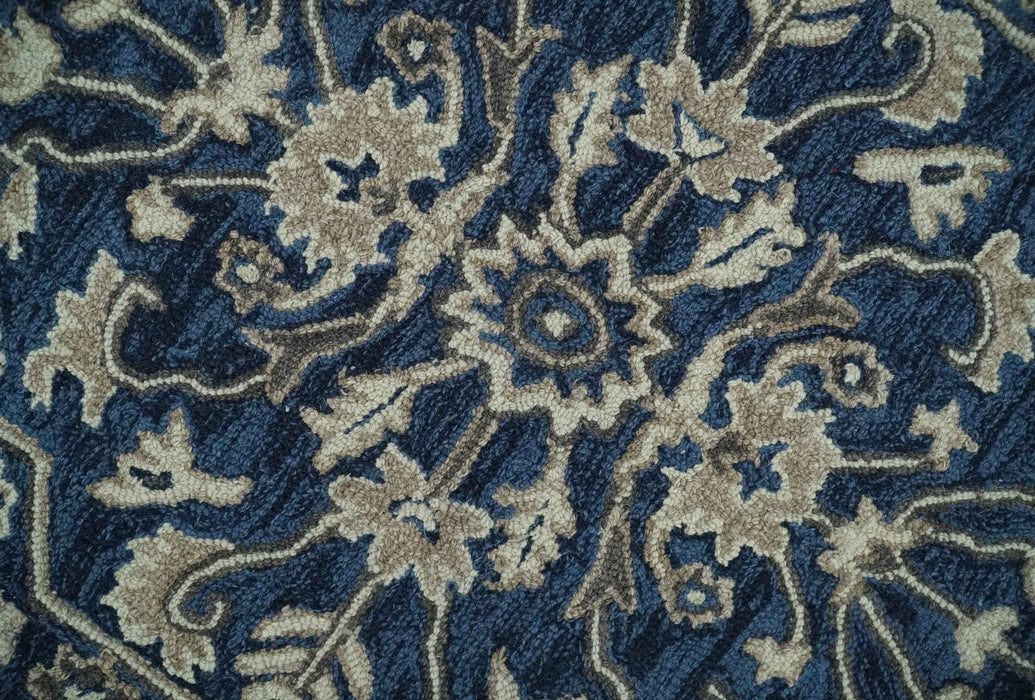 Hand Tufted Blue, Beige and Ivory 5x8 Heriz Serapi style Rug, Kids, Living Room and Bedroom Rug | TRD644158S