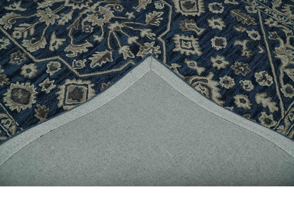 Hand Tufted Blue, Beige and Ivory 5x8 Heriz Serapi style Rug, Kids, Living Room and Bedroom Rug | TRD644158S