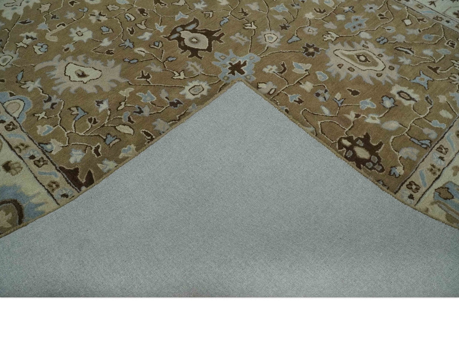 Hand Tufted Earthy Camel and Beige 8x10 Traditional Oushak Rug