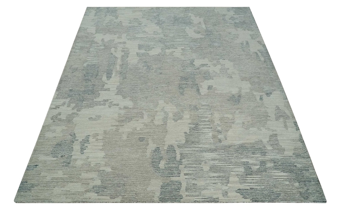 Hand Tufted Ivory, Beige and Charcoal Modern Abstract Design 8x10 Rug