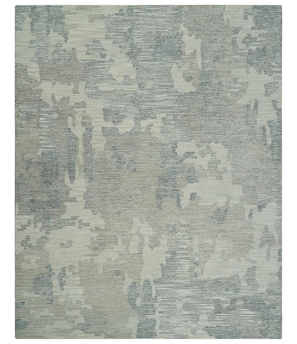 Hand Tufted Ivory, Beige and Charcoal Modern Abstract Design 8x10 Rug