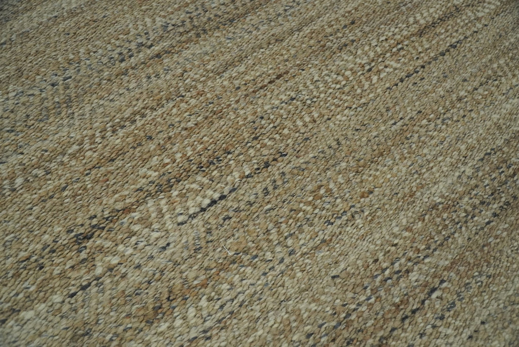 Hand Woven Brown Natural Jute and Wool Area Rug