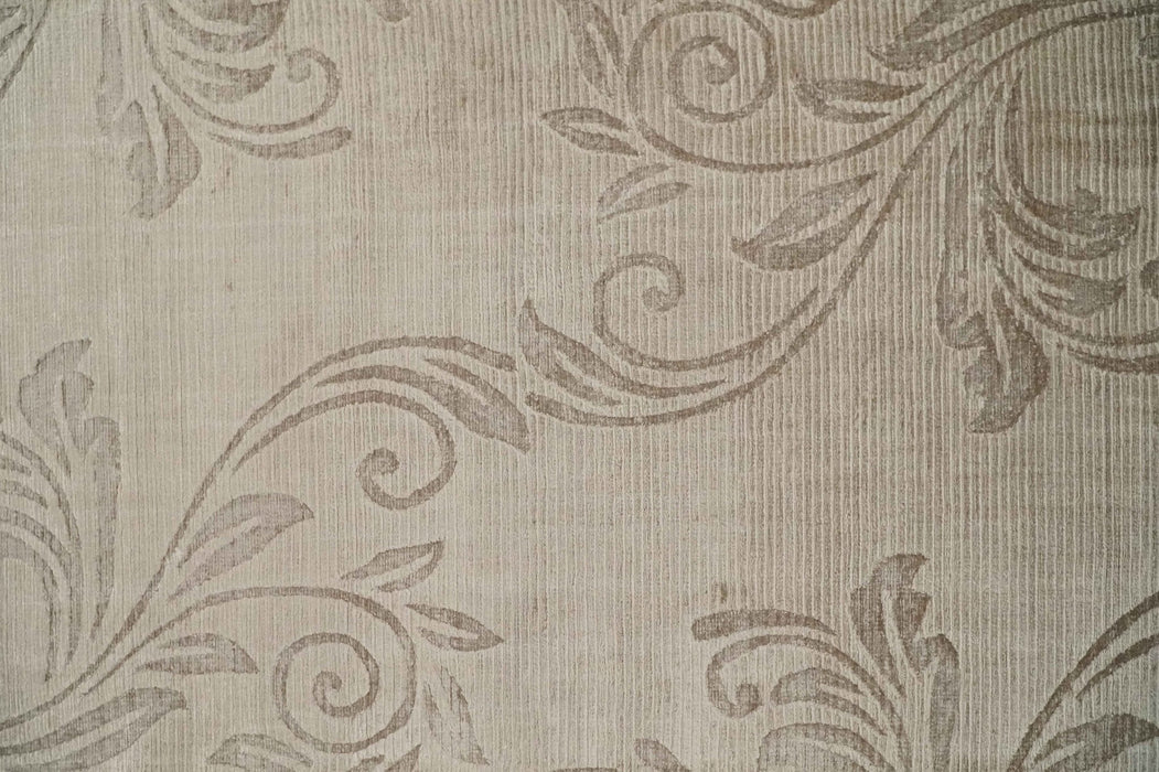 2.8x10 Hand Woven Brown Modern Floral Art Silk Rug