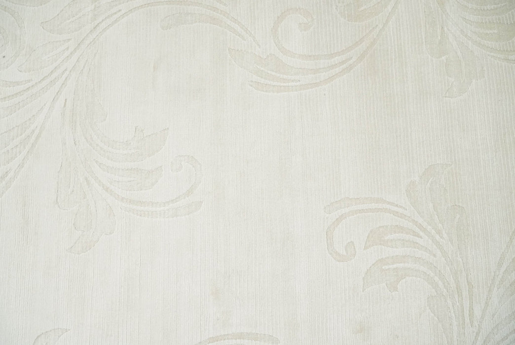 4x6 Hand Woven and Carved Silver and Ivory Floral Art Silk Rug | KNT5