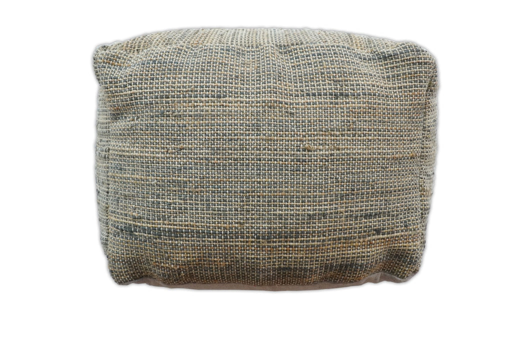 Hand Woven Boho Natural Large Gray and Brown Jute Pouf | TRD122P