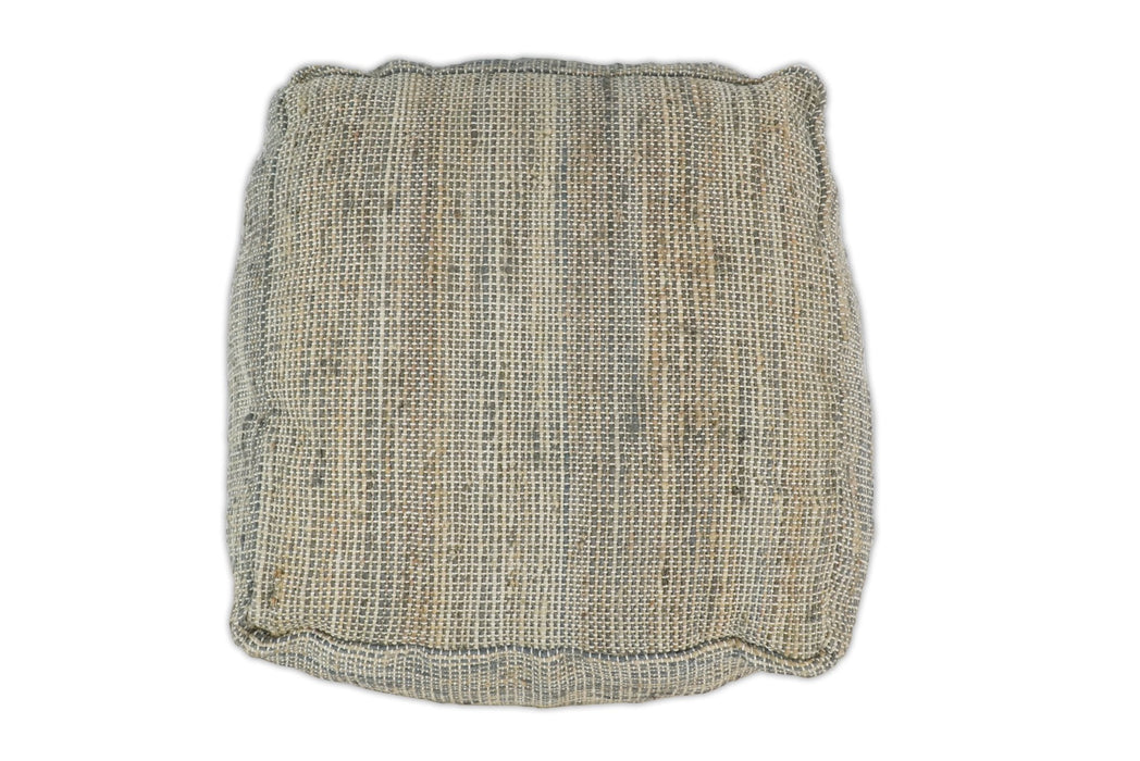 Hand Woven Boho Natural Large Gray and Brown Jute Pouf | TRD122P