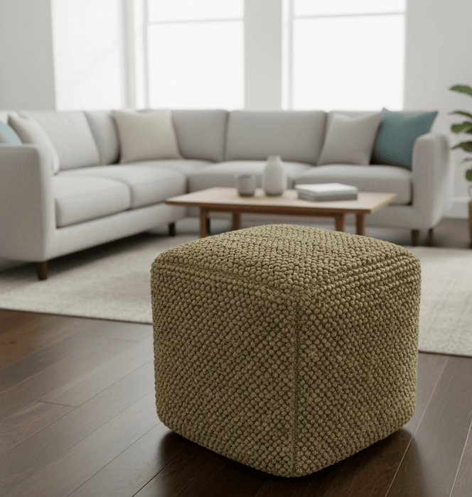 Hand Woven Natural Brown Chunky Design Jute Pouf