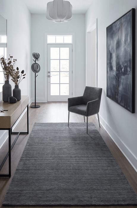 Hand Woven Solid Gray Blended Wool Area Rug