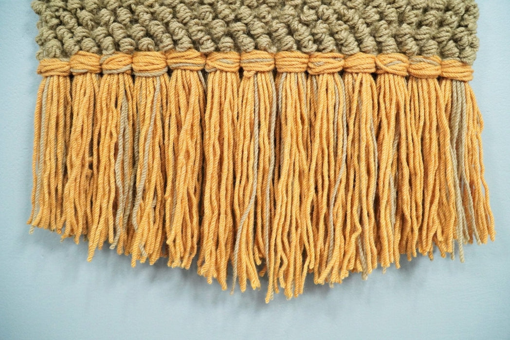 Hand Woven Wool Tapestry Gold and Camel Bohemian Modern Wall Hanging | WH10