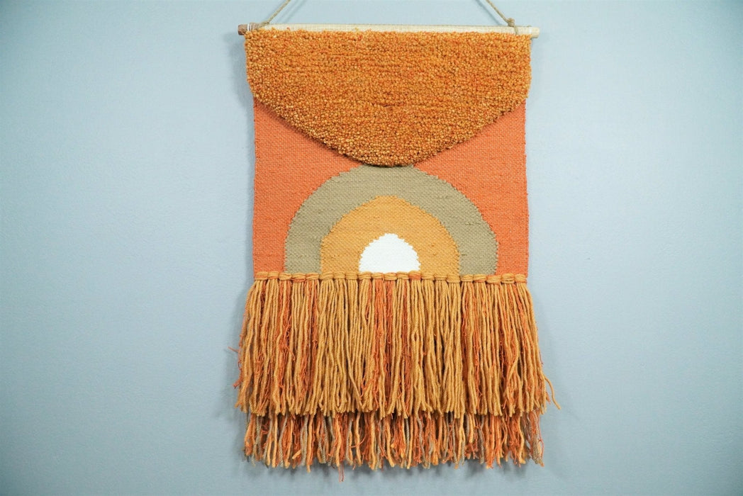 Hand Woven Wool Tapestry Terracotta Bohemian Modern Wall Hanging | WH11