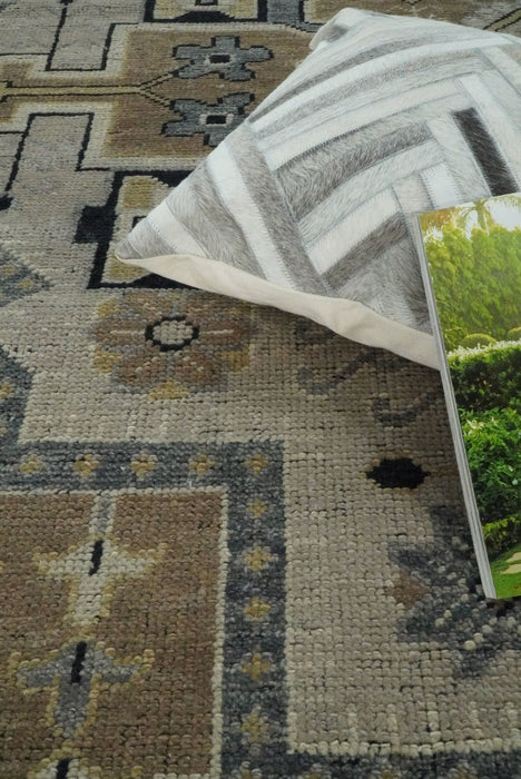 Vintage Distressed Hand Knotted Traditional Heriz Camel Custom Made wool Area Rug