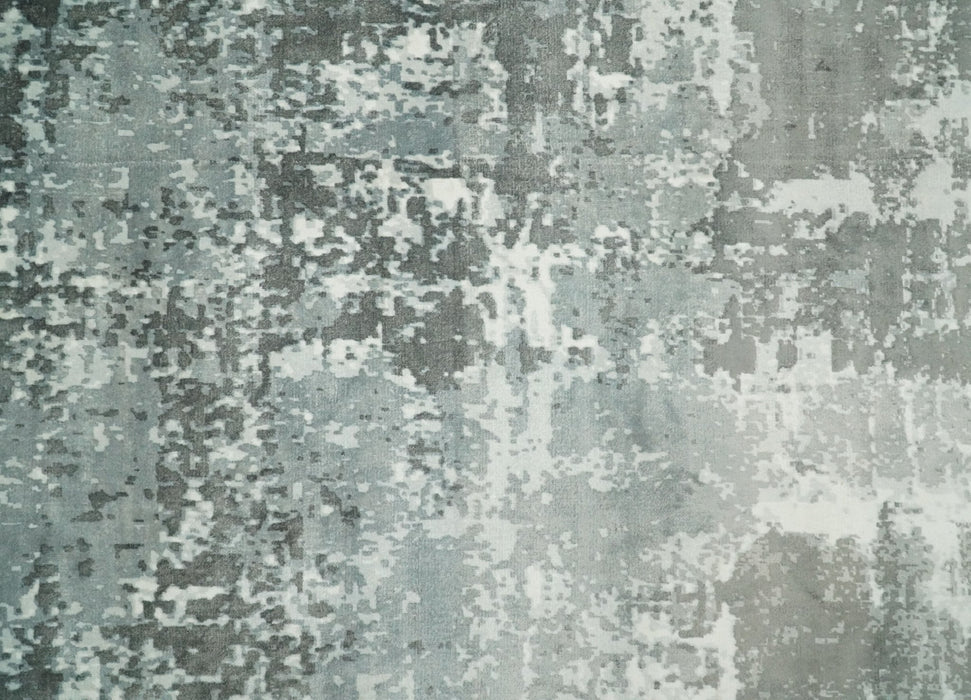 Handmade 8x10 Ivory, gray and Charcoal Blended Wool and Bamboo Silk Area Rug