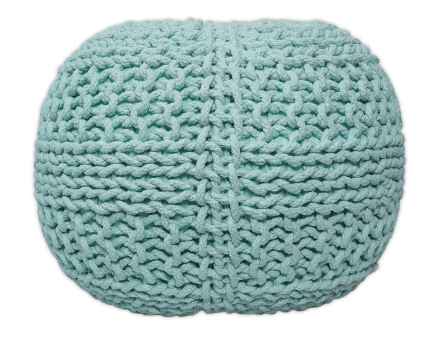 Handmade Aqua Macrame Pouf Ottoman - Footstool, Chair or Footrest | TRD113