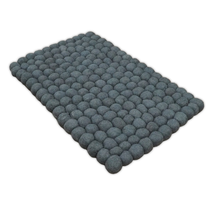 Handmade Felted Round Pebbles 2x3 Gray Charcoal 100% Wool Rug | PB1