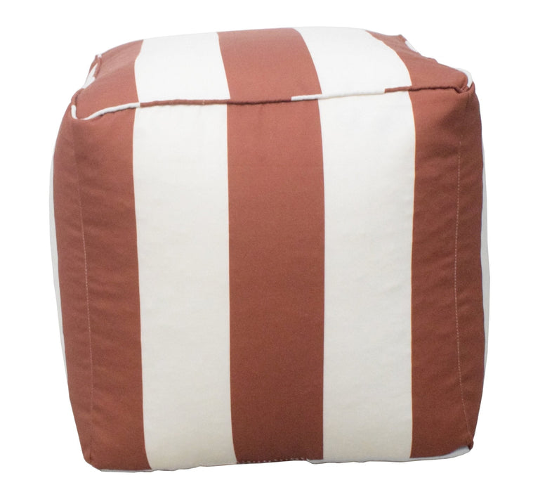 Outdoor Safe Terracotta Nautical Stripes Ottoman Pouf