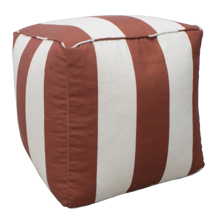Outdoor Safe Terracotta Nautical Stripes Ottoman Pouf
