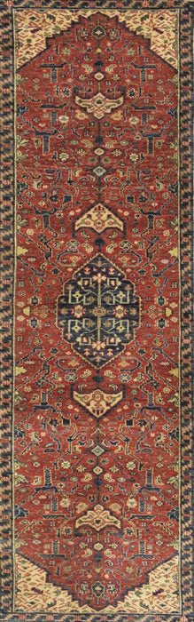 Handmade Rust and Blue Heriz Serapi Runner made with fine wool | SRP02