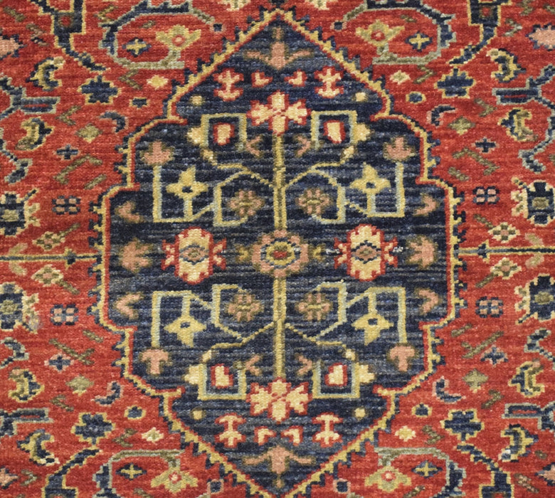 Handmade Rust and Blue Heriz Serapi Runner made with fine wool | SRP02