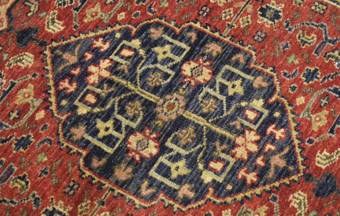 Handmade Rust and Blue Heriz Serapi Runner made with fine wool | SRP02
