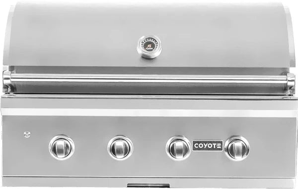 96" Coyote Pellet Outdoor Kitchen Island w/ Plain Panel, Harbor Gray
