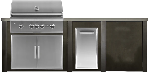 96" Coyote Outdoor Kitchen Island w/ Plain Panel, Antique Bronze