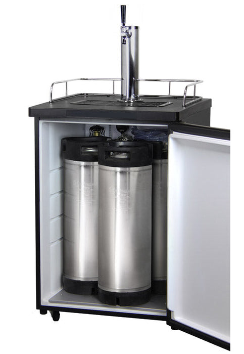 24" Wide Homebrew Single Tap Stainless Kegerator with Keg