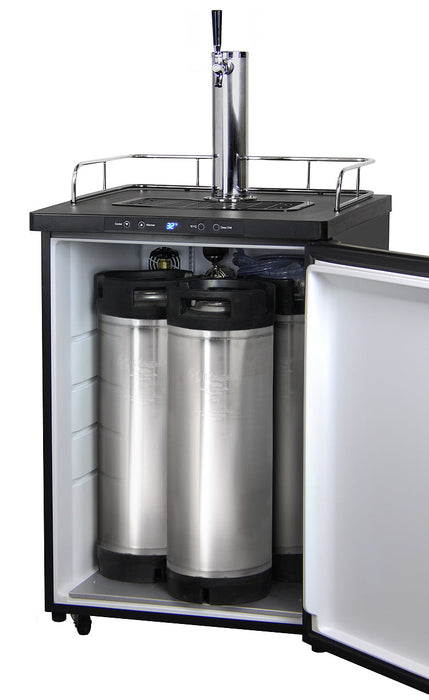 24" Wide Homebrew Single Tap Stainless Steel Digital Kegerator with Keg