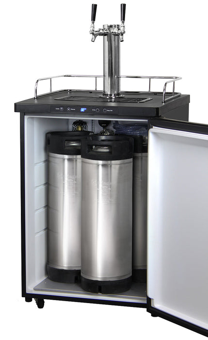 24" Wide Homebrew Dual Tap Black Stainless Steel Digital Kegerator