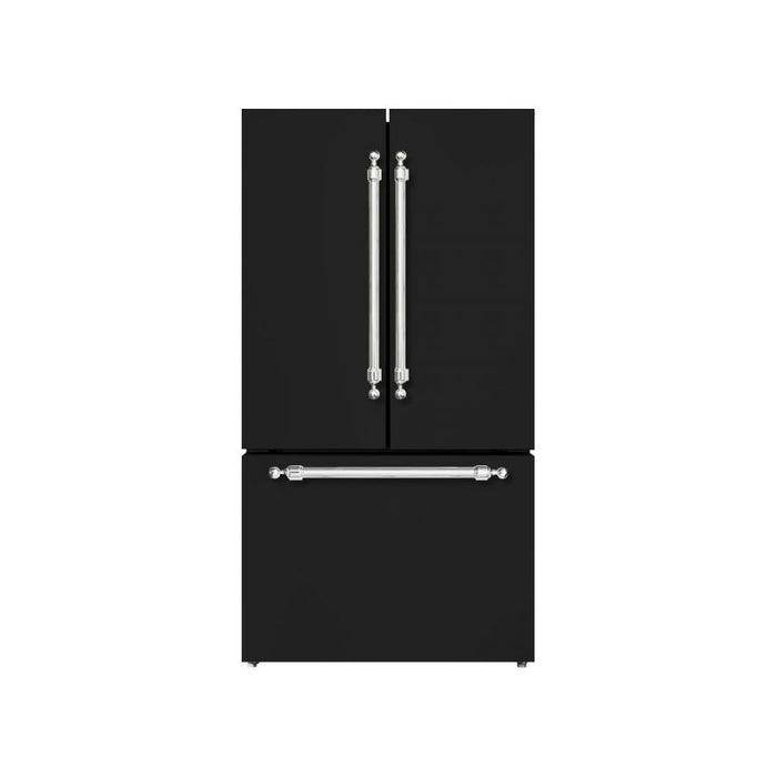 Hallman 4-Pc Kitchen Package w/ 48" Pro Range, 36" Free-Standing Refrigerator, 24" Dishwasher and 48" Hood Classico Black