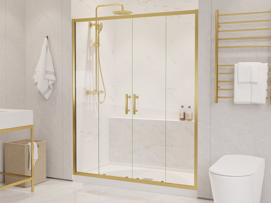 ANZZI Enchant 70-in. x 60.4-in. Framed Sliding Shower Door in Brushed Gold