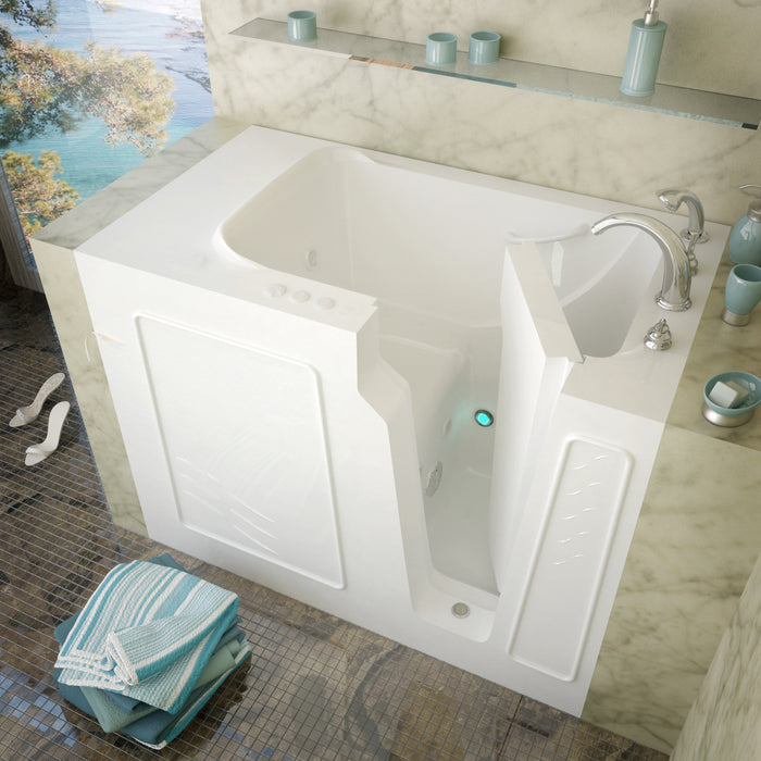 MediTub Walk-In 29 x 52 Right Drain White Whirlpool Jetted Walk-In Bathtub