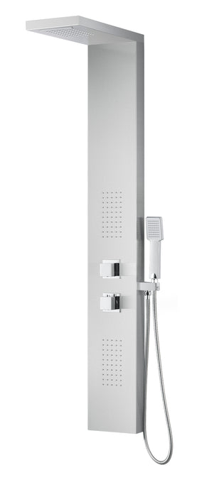 Expanse 57 in. Full Body Shower Panel with Heavy Rain Shower and Spray Wand in Brushed Steel