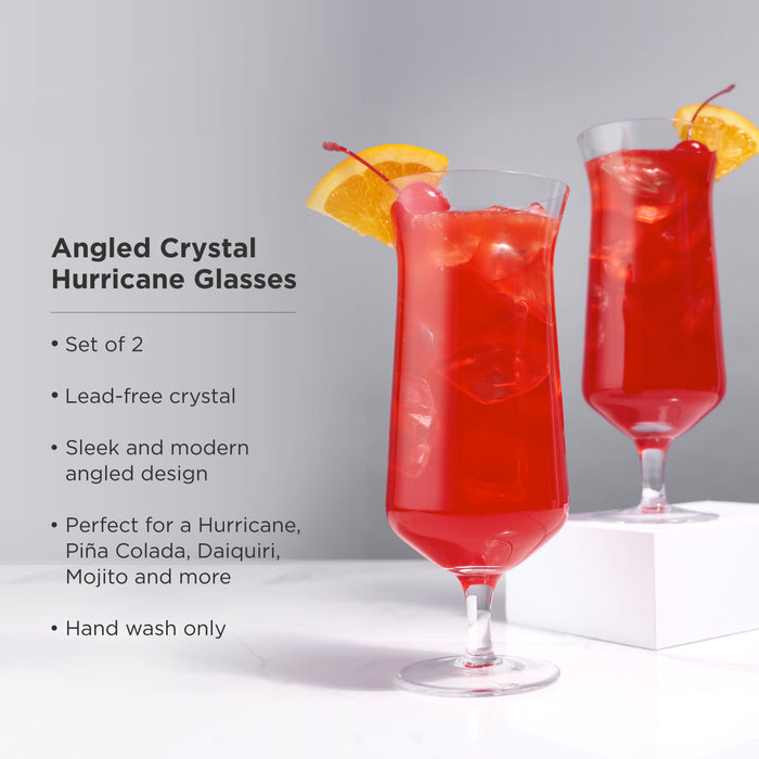 Raye Angled Crystal Hurricane Glasses Set of 2