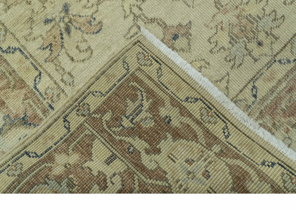 Heriz Traditional Design Beige And Blue 5.6x8 Hand Knotted Wool Area Rug