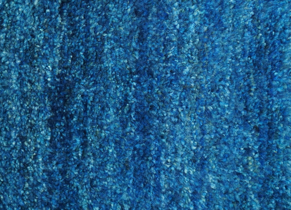 High Pile Blue Hand knotted Contemporary Custom Made Solid Afghan wool Area Rug