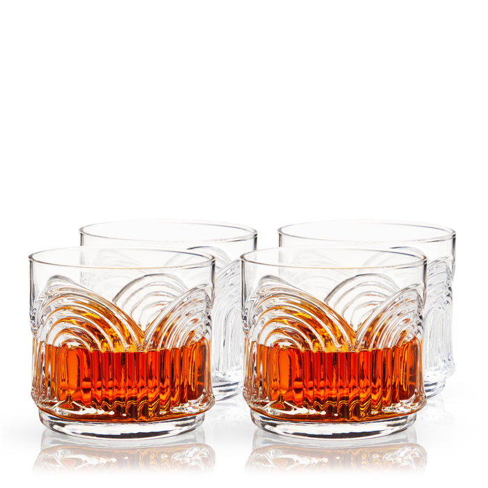 Deco Beau Crystal Lowball Tumblers Set of 4