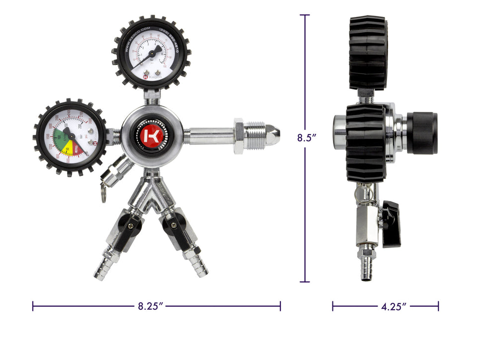 Premium Commercial Grade Double Gauge Two Product Nitrogen Regulator