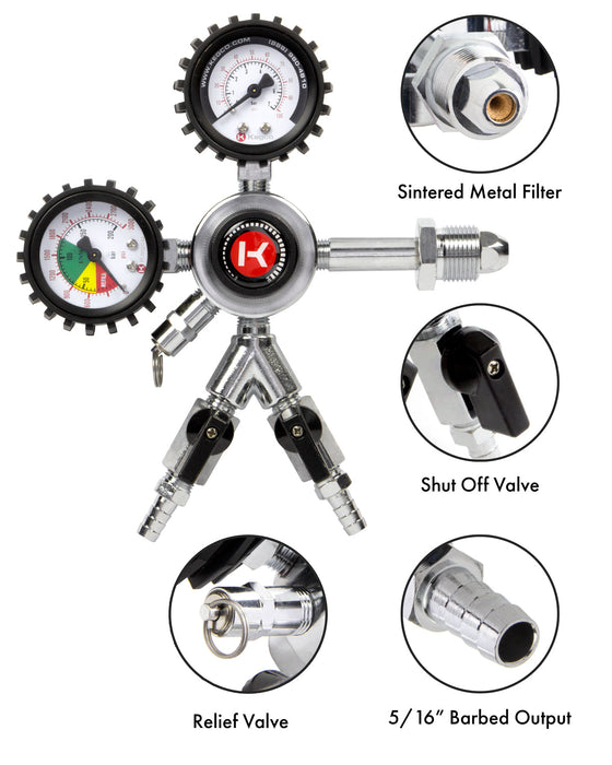 Premium Commercial Grade Double Gauge Two Product Nitrogen Regulator