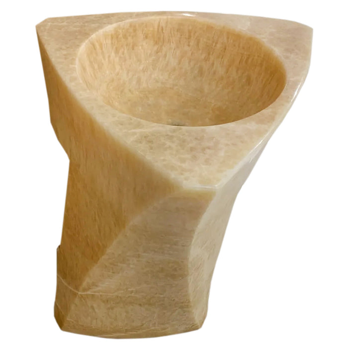 Honey Onyx Designer Pedestal Stand-Alone Sink (W)21.5" (L)23" (H)34"