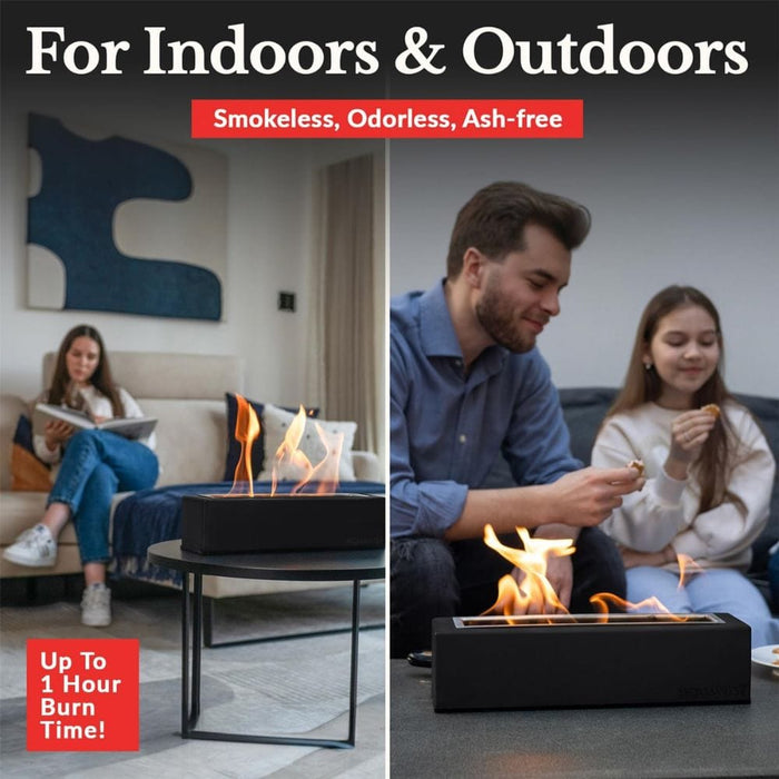 Houswise Vesper 15-Inch Rectangular Table Top Ethanol Fire Pit