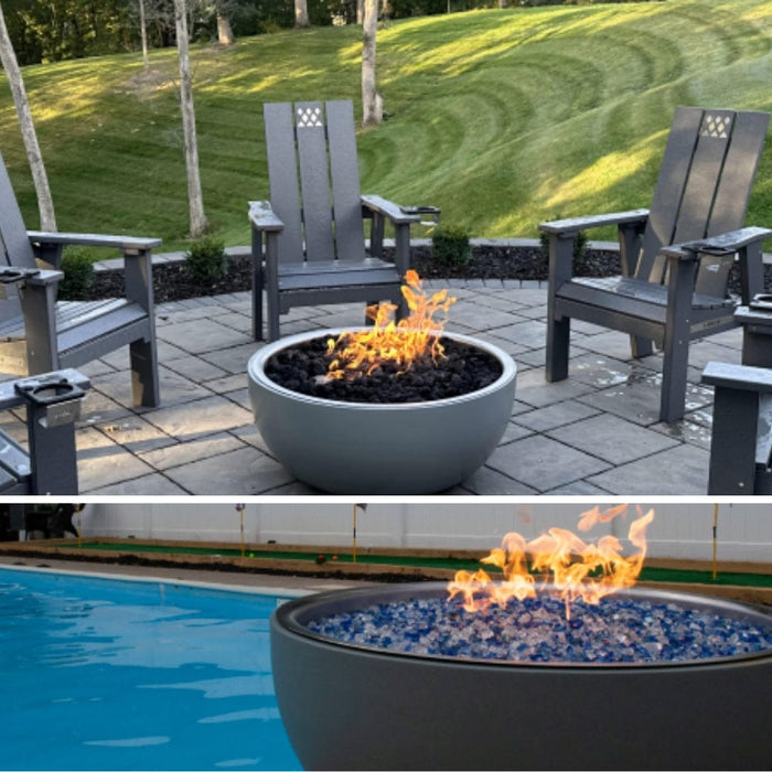 HPC 35-Inch Aluminum Gas Fire Bowl with On/Off Ignition and Standard Burner