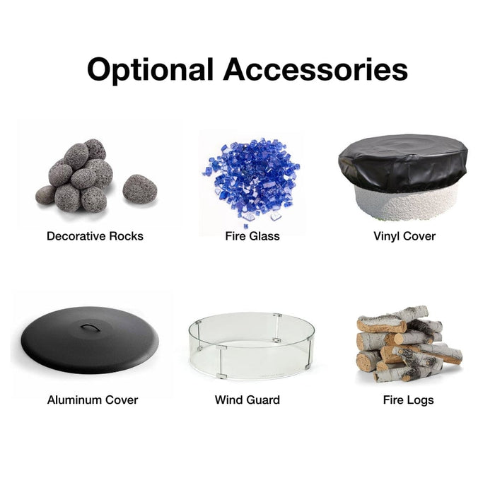 HPC Round Bowl Gas Fire Pit Insert with Hi/Lo Electronic Ignition and Standard Burner