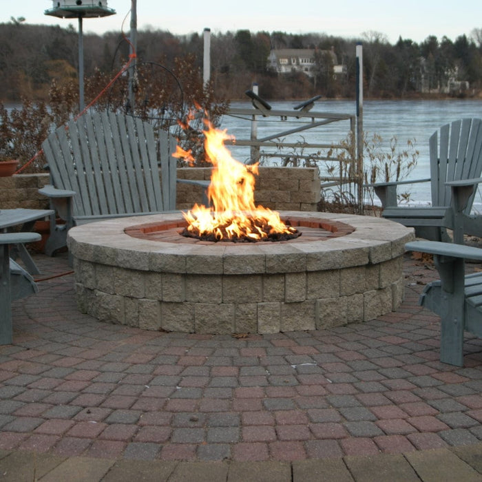 HPC Round Flat Gas Fire Pit Insert with Hi/Lo Electronic Ignition and Torpedo Burner