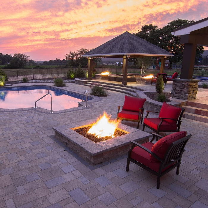 HPC Square Flat Gas Fire Pit Insert with Hi/Lo Electronic Ignition and Standard Burner