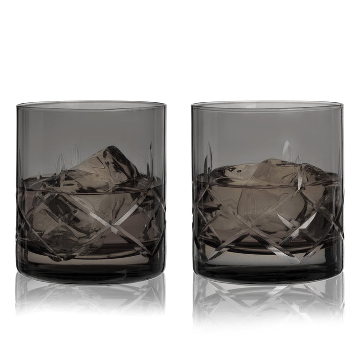 Admiral Crystal Rocks Glasses in Smoke Set of 2