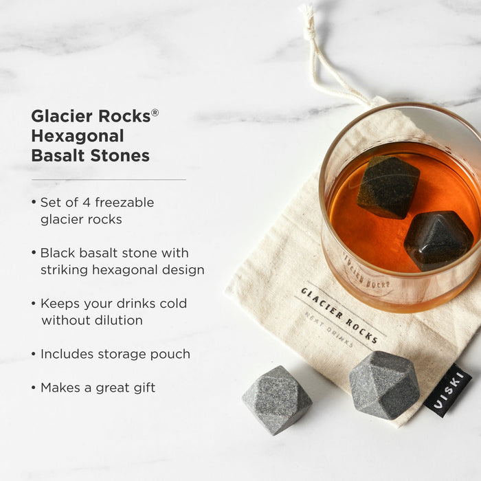 Glacier Rocks Basalt Hexagon Stone Set of 4