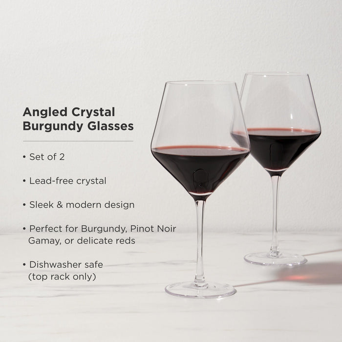 Raye Angled Crystal Burgundy Glasses Set of 2